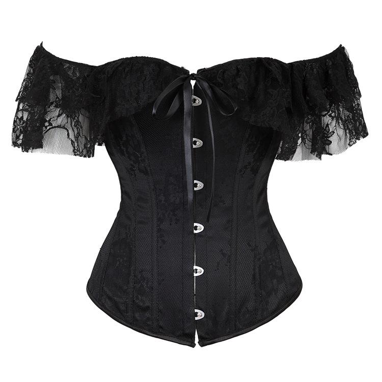 Shaping clothes, one shoulder, lace mesh, short sleeved corset, sexy and fashionable stage performance, shaping top, bone clothes