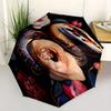 Snake, Flowers Theme Automatic Open/Close Fashion Umbrella, Portable 3 Fold Compact Umbrella for Men & Women, Valentine's Day Mother's Day Gift0725033