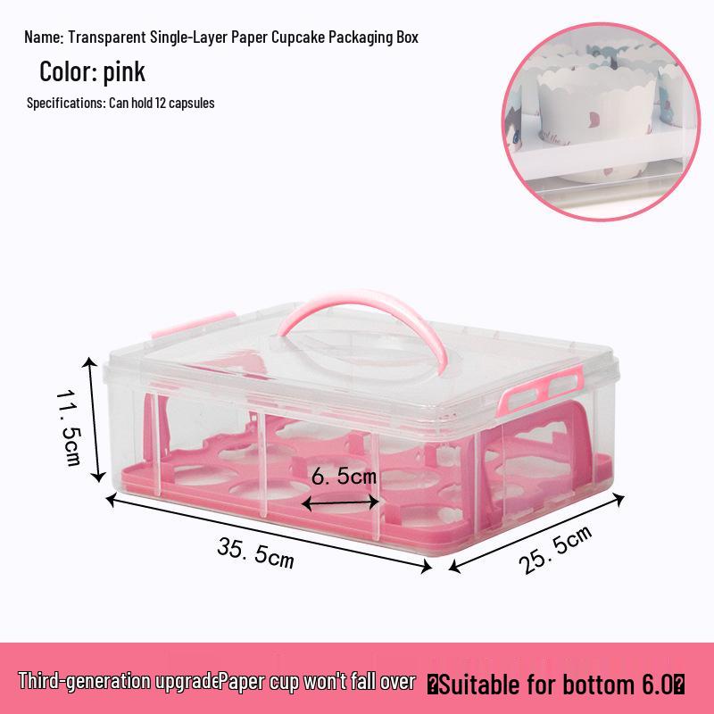 Transparent Cupcake Muffin Transport Box with Handle