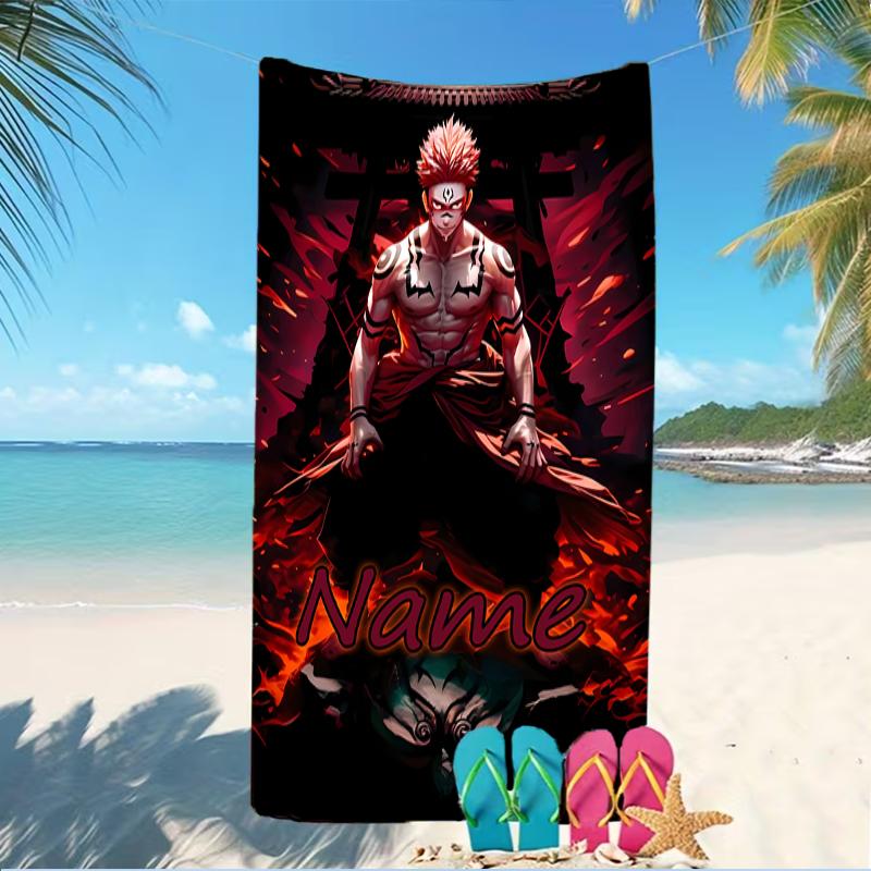 Customizable personalized beach towels Jujutsu Kaisen Sukuna and Tiger Staff themed designs.Suitable for the beach, yoga, sports;ideal as beach access