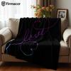 Cursive Love Hearts Cartoon Anime Print Flannel Blanket Soft Warm Throw for Kids Bedroom Sofa Christmas Office Car