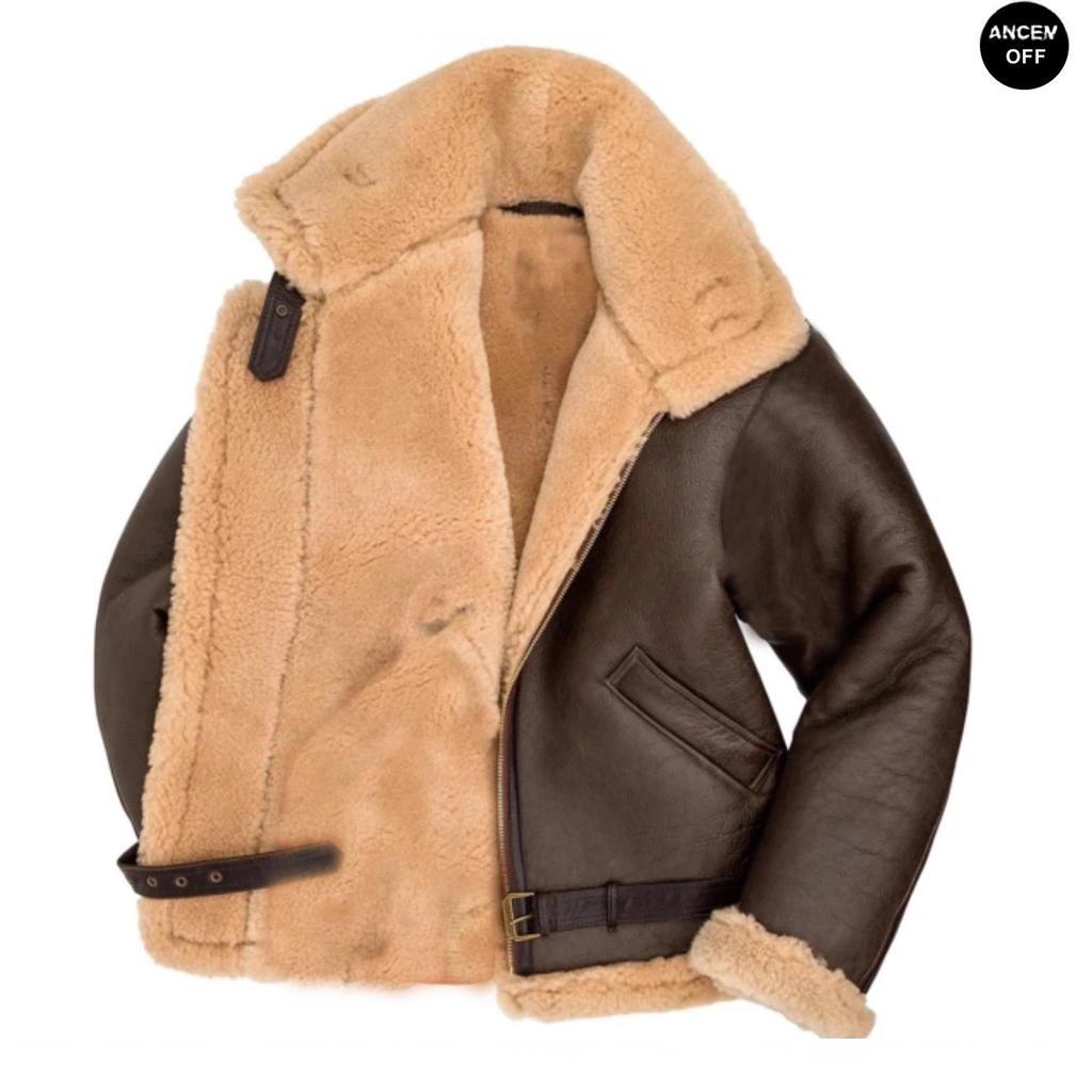 Spot autumn and winter zipper belt cross casual flight jacket leather jacket