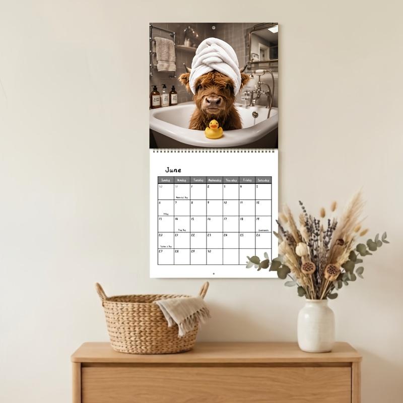 Highland Cow In Robes 2027 Hanging Desk Calendar Coil Bound Large Lightweight Planner Nail Free Mount Office Home Birthday Holid