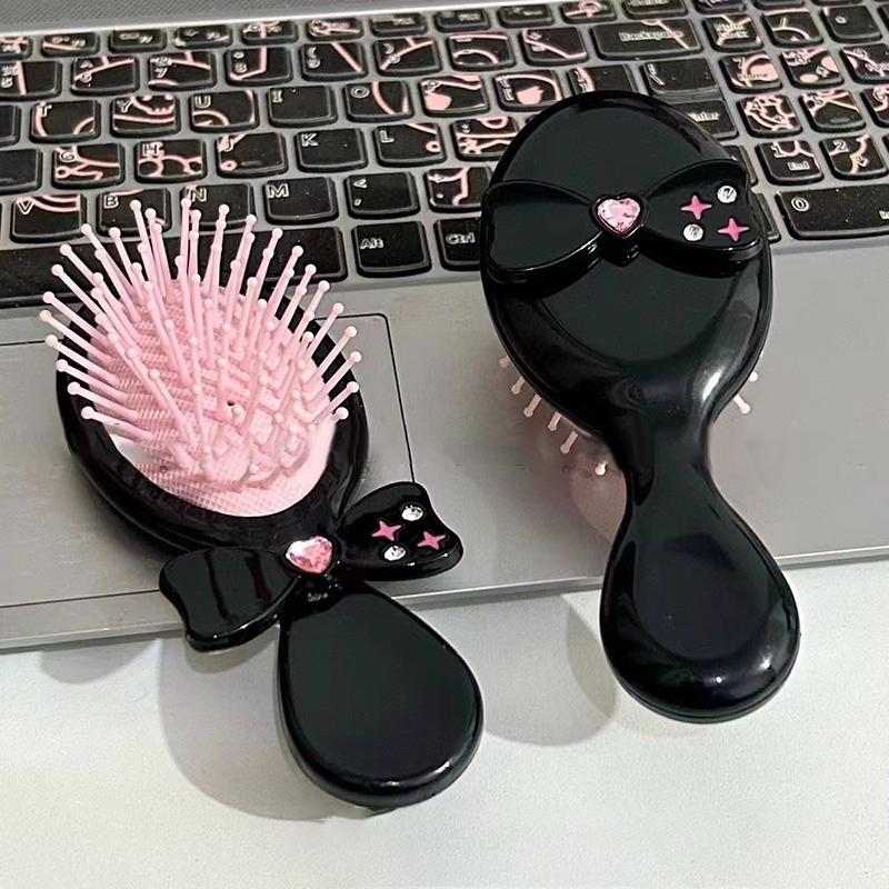 C With Mirror Makeup Tool Durable Mini Foldable Hair Brush