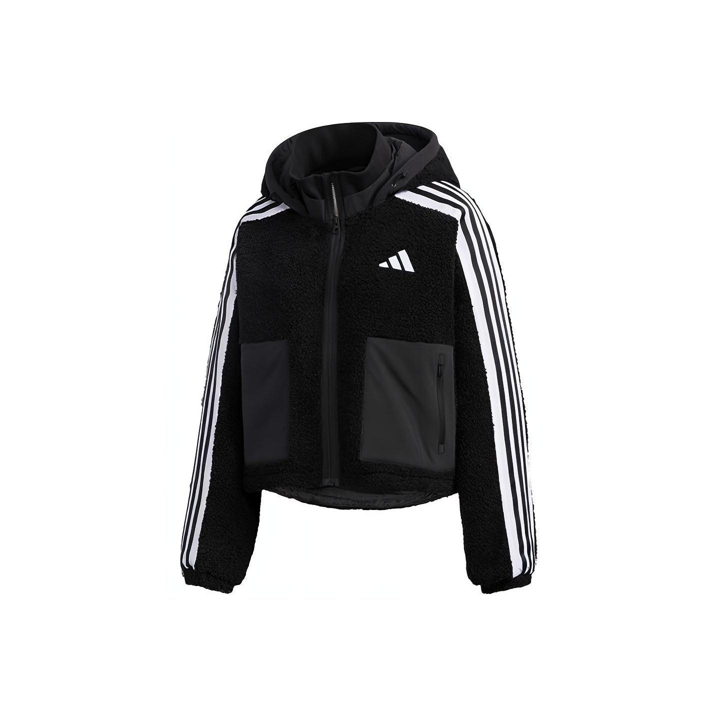 Adidas Короткая плюшевая куртка Urban Boa Color Block, женская куртка черного цвета GM1426 XL