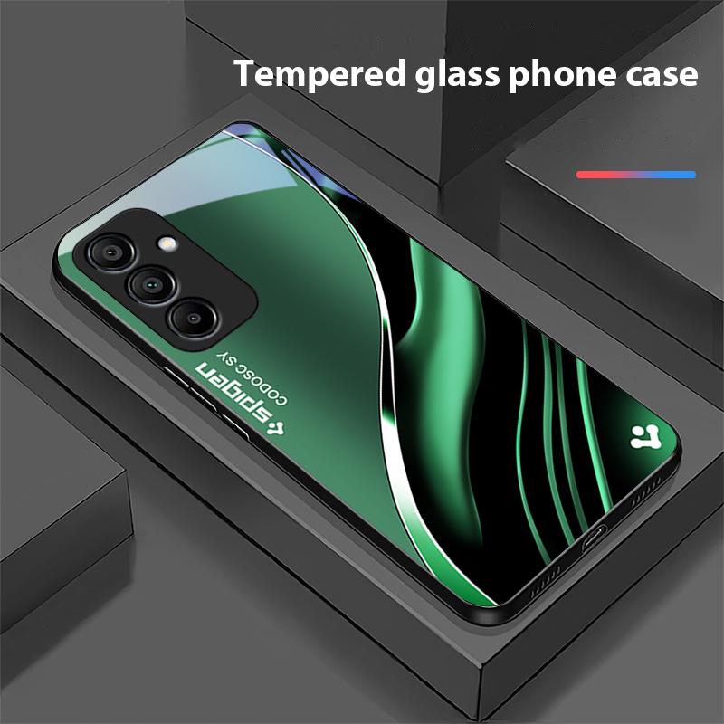 Tiefblaues Mode-Handycase aus gehärtetem Glas für Samsung Galaxy A15 5G 54 4G 51 50 24 35 90 71 12 51 53 52S 80 22 34 Schwarz