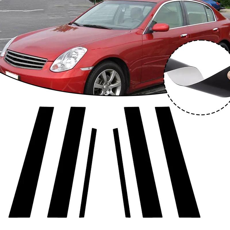 6Pcs Car Trims Stickers For Infiniti G35 G37 2002 2003 2004 2005-2013 Black Window Pillar Door Posts Panel Cover Decal