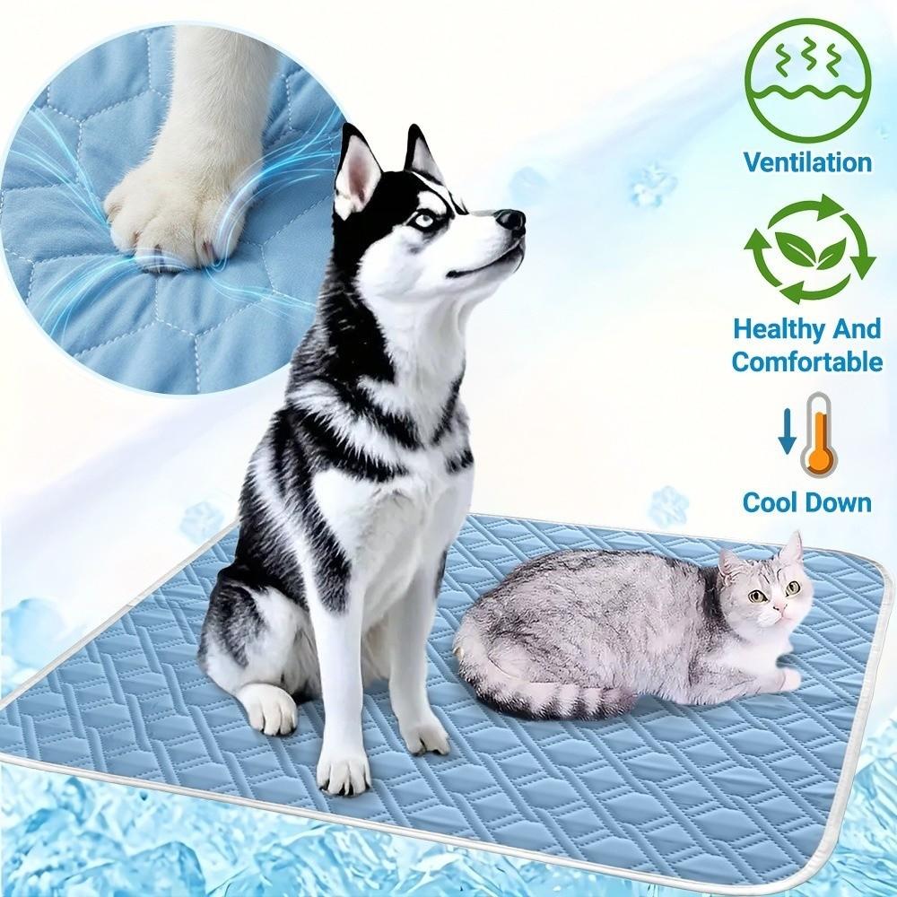 Summer Dog Cooling Mat Ice Slicky Fiber Fabric Cat Sleeping Pad For Puppies And Adult Dogs