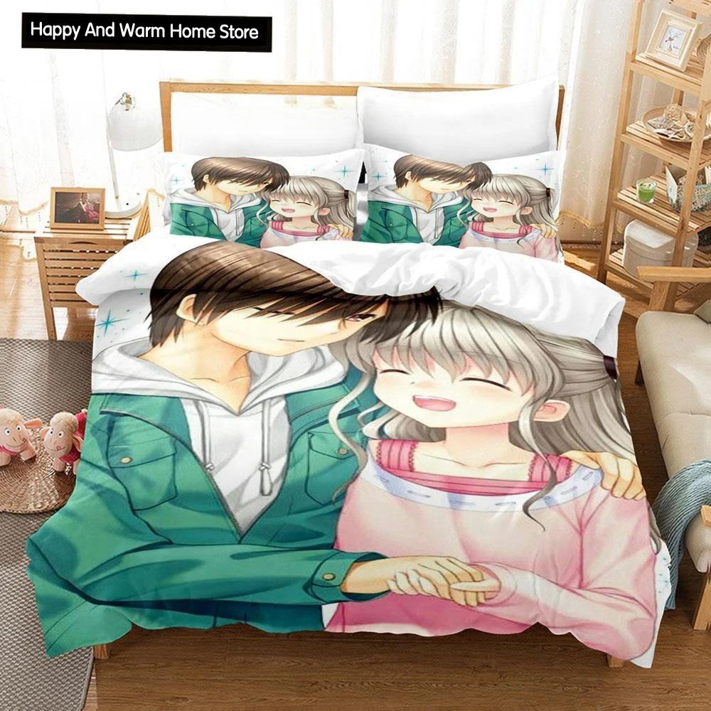 New 3D Print Anime Kawaii Girls Charlotte Bedding Set Single Twin Full Queen King Size Bed Set Adult Boy Bedroom Duvetcover Sets