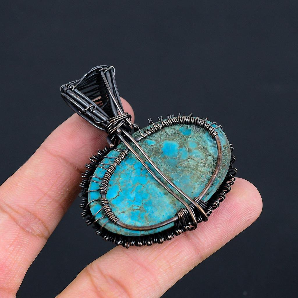 Amazing Tree Of Life Turquoise Gemstone Handmade Copper Wire Wrap Pendant Jewelry For Her