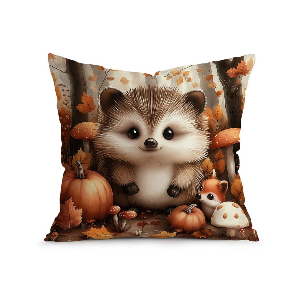 Hedgehog Fox Pumpkin Pillowcase Cushion Polyester 45X45Cm Throw Pillow Cover Sofa Chair Bed Cushion Cover Pillowslip Home Decor