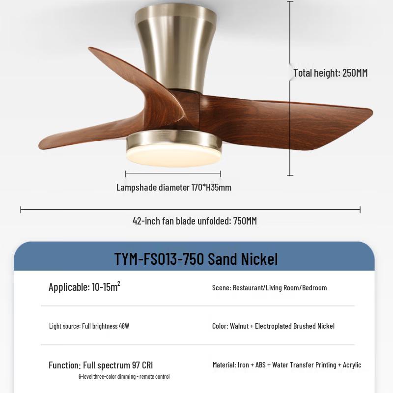 OEING Retro Walnut Ceiling Fan Light