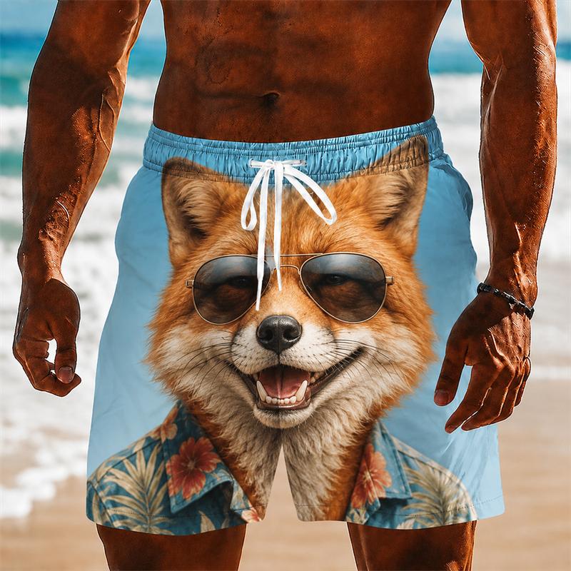 Summer Men's Animal 3D Printed Beach Shorts