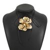 Tooxika Exaggerated Oil Drip Black Edge Three-dimensional Ruffled Flower Pendant Necklace Vintage Stacking Necklace