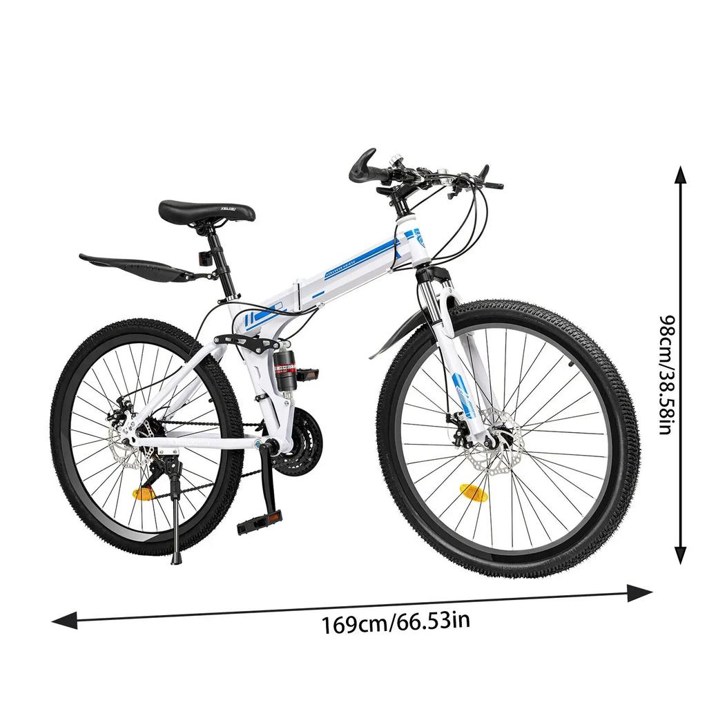 Bicicleta de Montaña Plegable 26" 21 Velocidades Frenos de Disco Doble MTB para Hombre para Viajar al Trabajo Deportes al Aire Libre