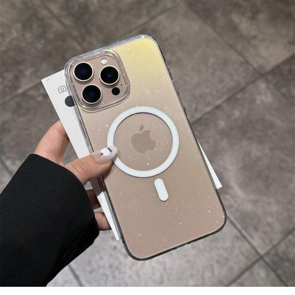 Luxury Shiny Crystal Transparent Glitter for Magsafe Case For iPhone 16 15 14 13 12 11 Pro Max Plus Magnetic Thin Hard PC Cover
