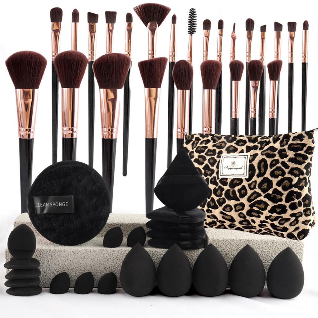 Makeup Brush Set Chic Fragrance Style Beauty Tools Kit Portable Travel Cosmetic Bag Puff Toiletry Makeup Accessories Set