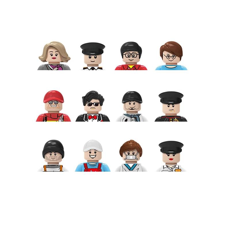 Non-Toxic City Characters Action Figures Building Blocks Policeman Teacher Fireman Occupation Mini Figurine Dolls Bricks Set Children Toys