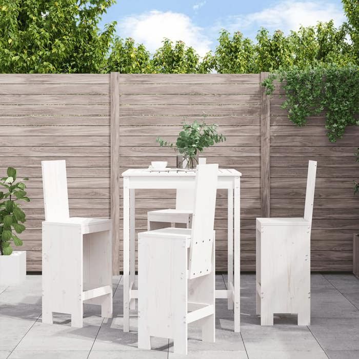 VidaXL 5-piece Garden Bar Set White Solid Pine Wood, Pub Set, Patio Bar Set, Set of 3157770