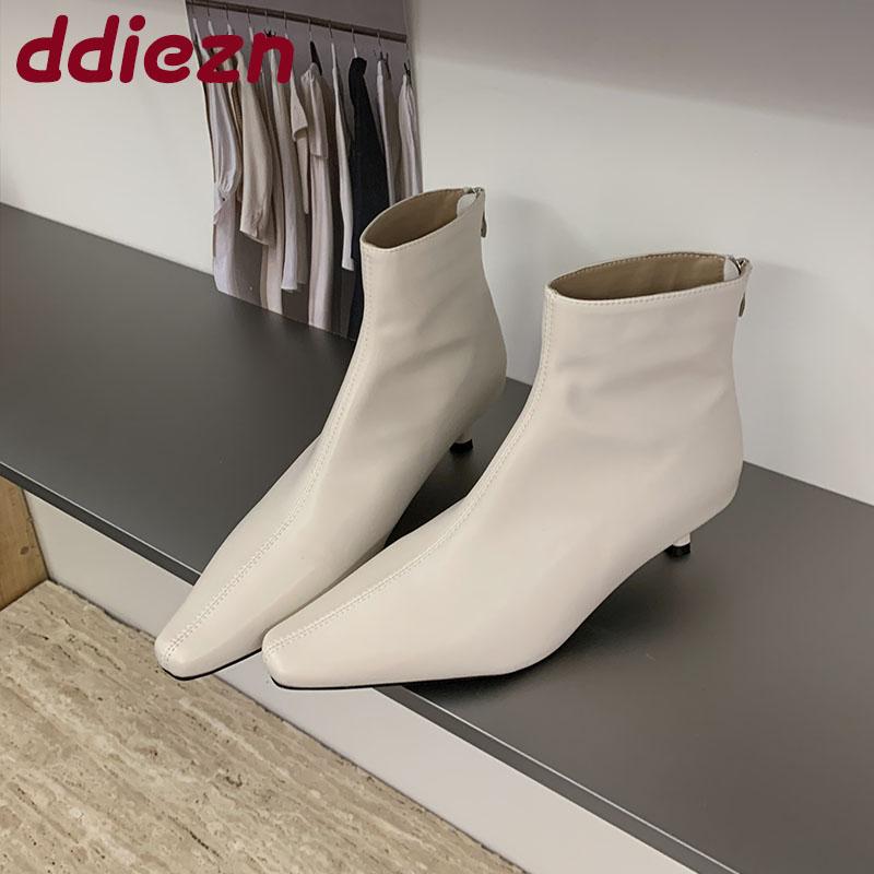 Fashion Footwear Low Heel Women Ankle Stretch Boots Female Casual Fashion Pointed Toe Modern Ladies Short Boots Pumps Shoes