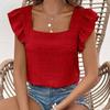 Women's T-shirt Summer Casual Short-sleeved Spring and Summer New Square Collar Ruffled Shirt Top