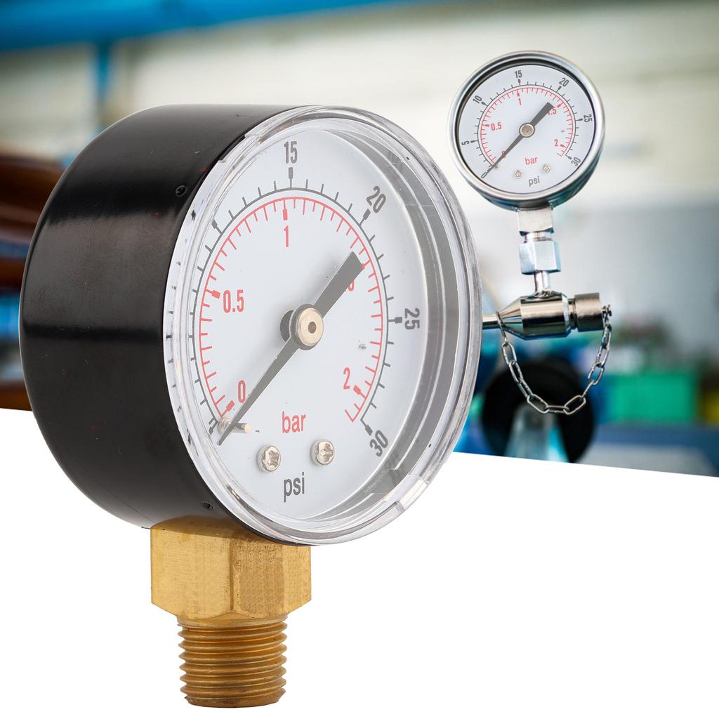 Pressure Gauge 50mm 1Celsius4 BSPT Brass Thread for Fuel   Oil Gas Water (0-15PSI 0-1Bar)
