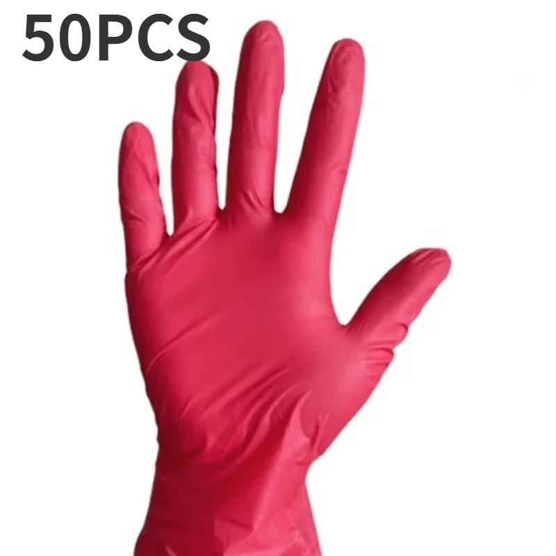 100/50/20 SZT. Czerwone Rękawice Nitrylowe Wodoodporne Rękawice Do Czyszczenia Domowego Narzędzia Do Zmywania Naczyń Kuchennych Do Pielęgnacji Zwierząt Bez Lateksu