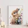 Watercolor Animals Wildflower Lion Rabbit Bear Panda Cow Flamingo Posters Of Wall Art Canvas Prints Picture Baby Kids Room Decor