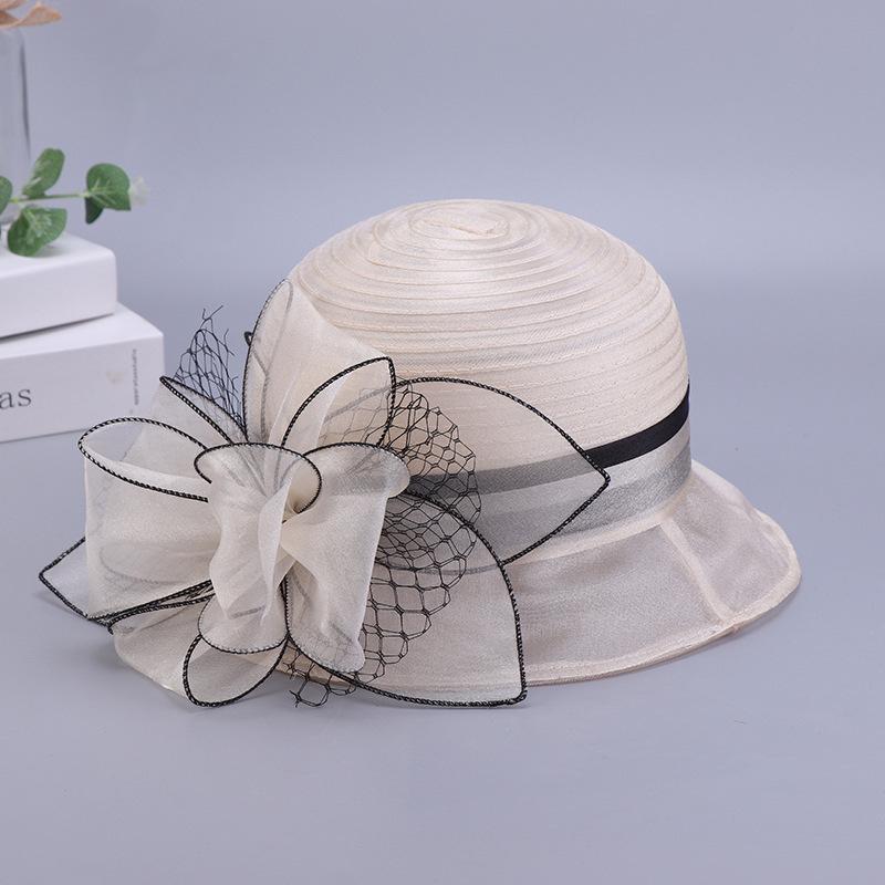 Hat female visor in the elderly sun hat organza bucket hat big brim big brim sun hat