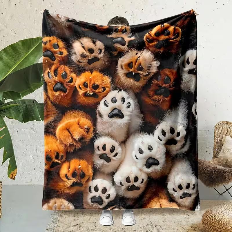 Realistic Black Cat Throw Blanket,Lifelike Black Kitten Portrait Print Soft Warm Flannel Sofa Couch Pet?lover Home Blanket