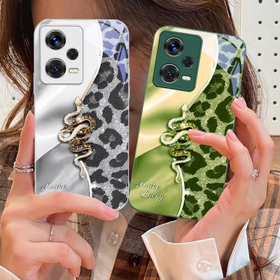 Spotted Snake Pink For Xiaomi 14 Ultra 13 Lite Redmi Note 13 11 Pro 12 Plus Poco X6 3 Pro F4 6 GT Tempered Phone Case