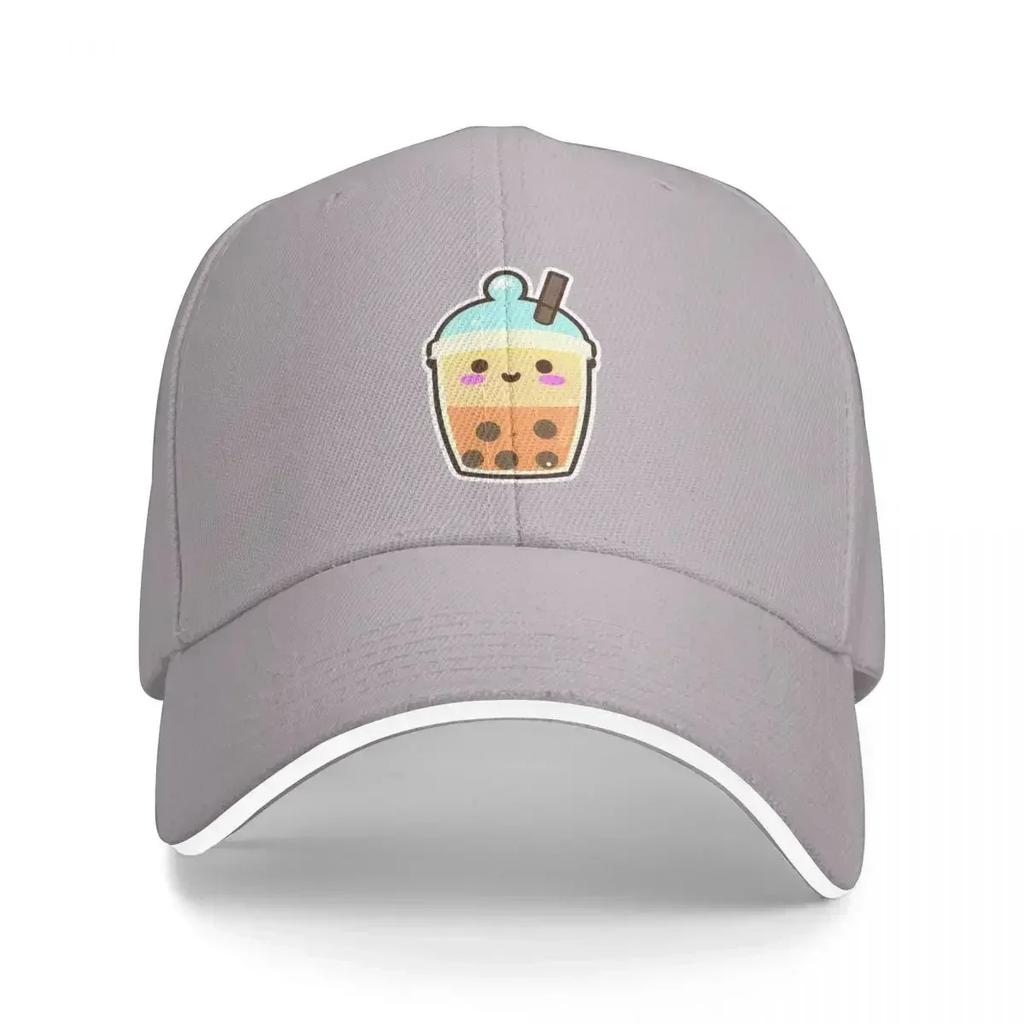 Cute Happy Kawaii Bubble Tea Cap Casual Baseball Caps Adjustable Hat Summer Unisex Baseball Hats Customizable Polychromatic