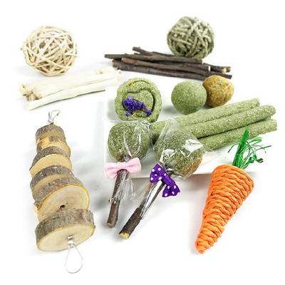 31-Piece Bunny Chew Toys Wood Blocks Timothy Sticks for Hay Treats Twigs for Tee