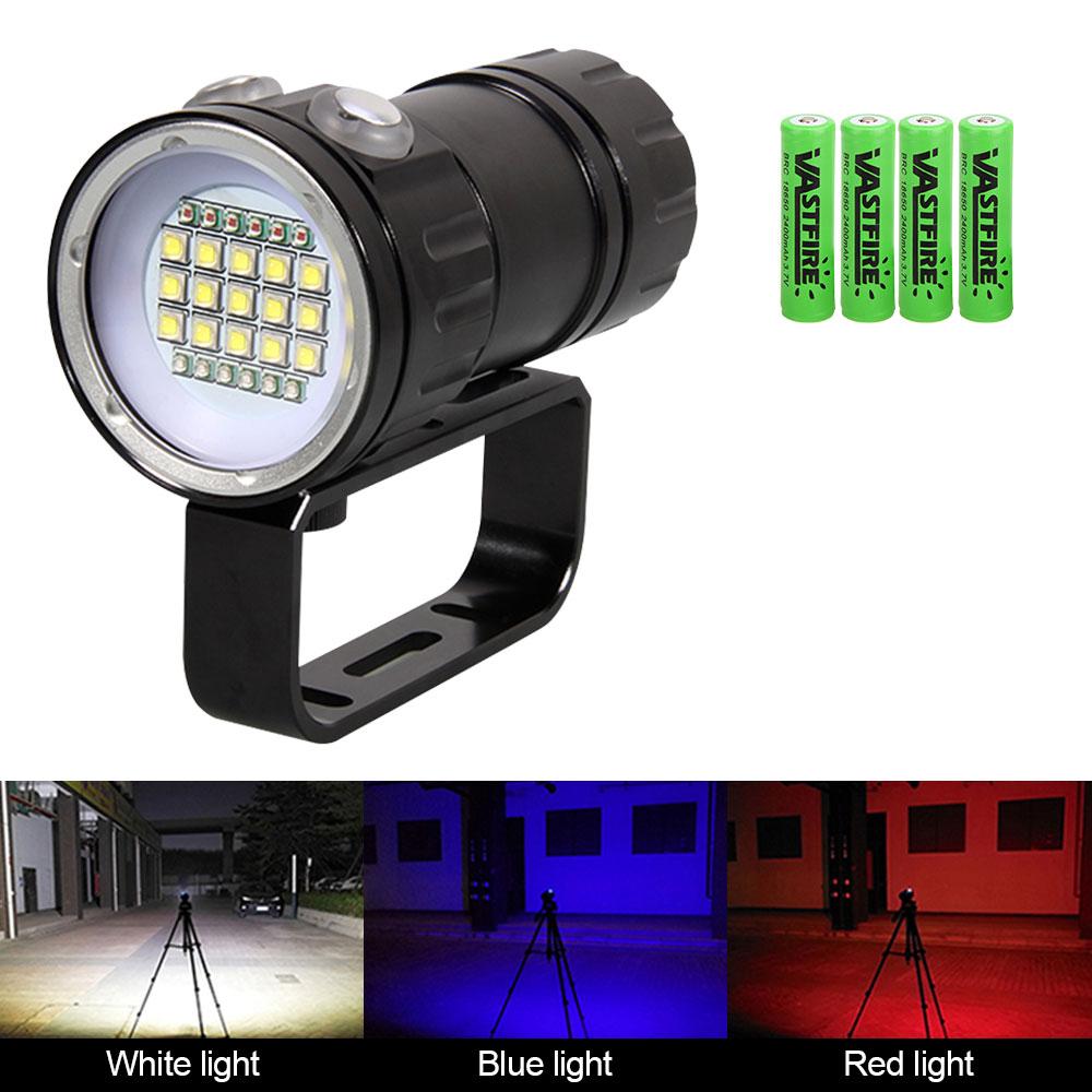 Super Bright Diving Flashlight IPX8 Highest Waterproof Rating Professional Powered With Hand Rope Underwater Video Diving Light