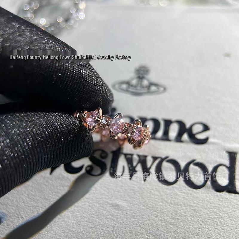 Boutique Six-Claw Empress Shiny Full Diamond Saturn Couple Ring Size 8