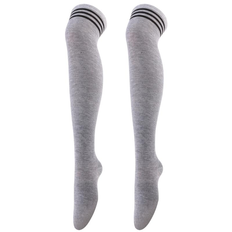 Women Over Knee Thigh High Socks Academic Style Black White Striped Long Socks Over The Knee Stockings For Ladies Girls WarmKnee