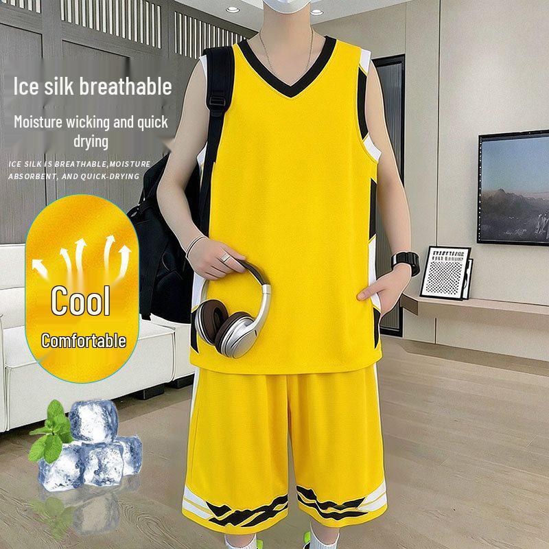 Men's 2026 Summer Ice Silk Quick-Dry Vest and Shorts Set