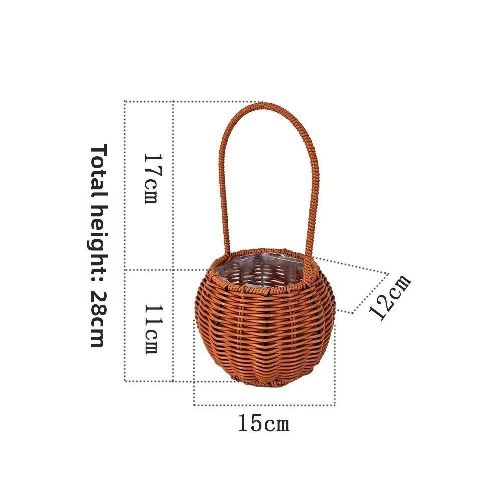 With Handle Imitation Rattan Handhold Household 7 Styles Weaving Flower Basket Handwoven Vegetable Fruit Flowers Holder