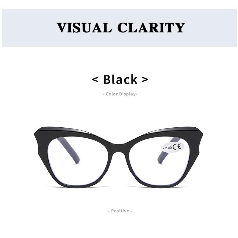 Cat Eye Reading Glasses for Women Fashionable Trendy Prescription Eyewear Anti Blue Light hyperopia Correction Eyeglass +1+1.5+2