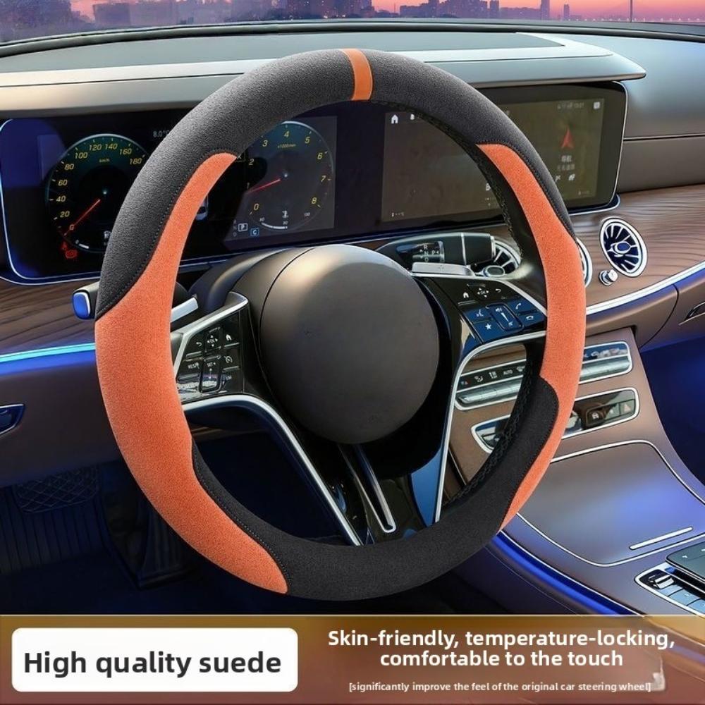 Car Steering Wheel Covers Suede Steering Wheel Cover Wrap Universal 37-38cm Breathable Steering Covers Car Interior Accessories 7HD