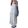 French first love blue suspender dress women's summer new Japanese literary and artistic lazy style long dress slack