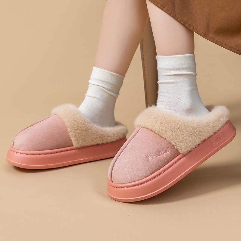 New Winter Warm Couple Style Concise Fluffy Slippers Women Men Non-slip Soft Cosy Slides Indoor Mule Ladies' Home Cotton Shoes