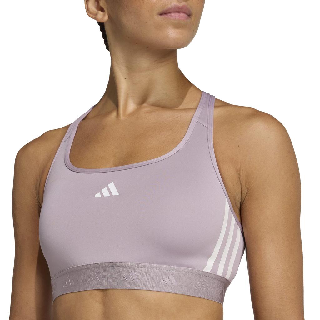 Adidas TRN PWR HYPERGLAM Medium Support Sports Sizes Women's Bra, IKV30, Pre-Loved Fig/White (JX7391), L-AB (A-B Cup)