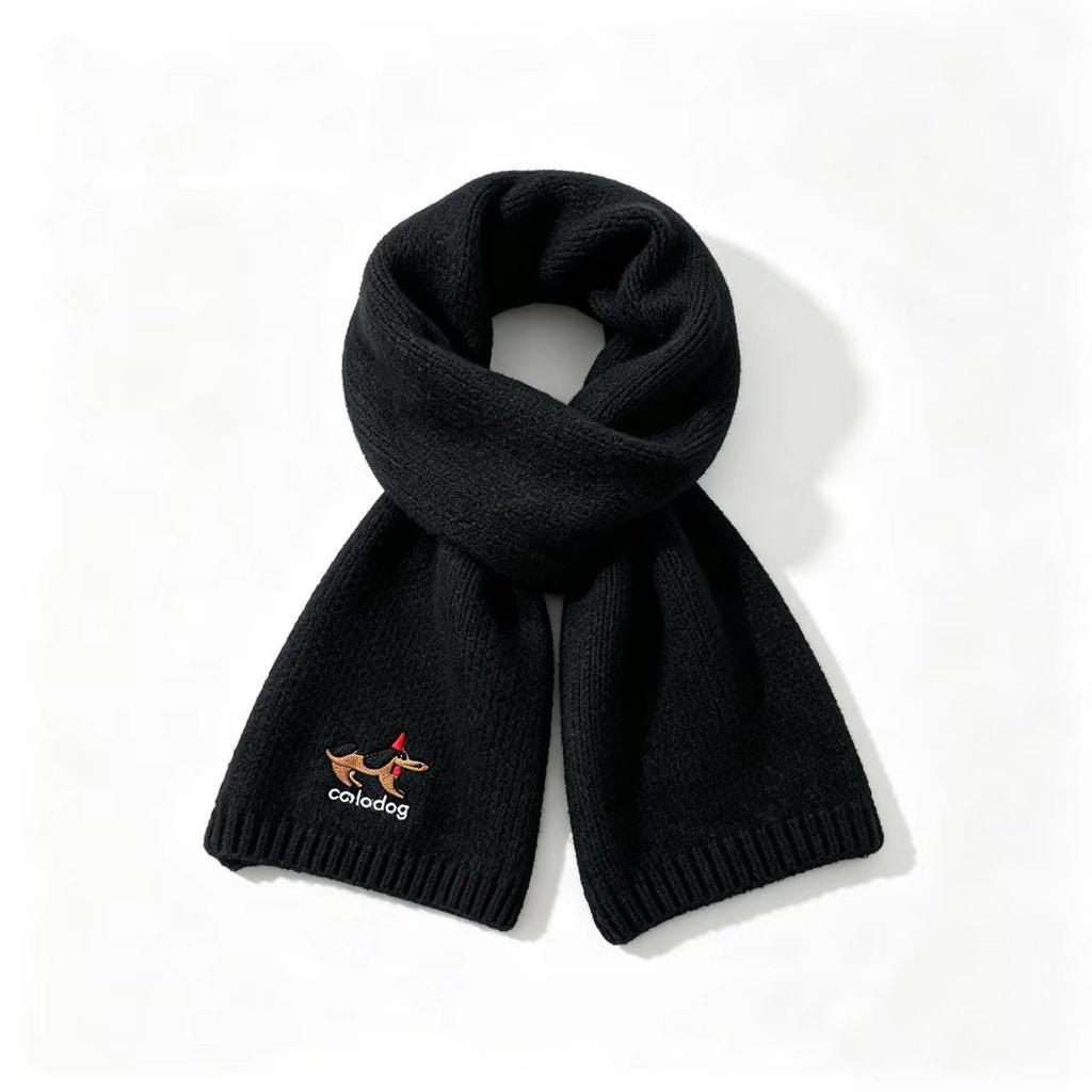 Versatile Cute Puppy Wool Scarf Winter Thickened Warm Day Korean Deer Plush Skin-friendly Knitted Scarf Scarf