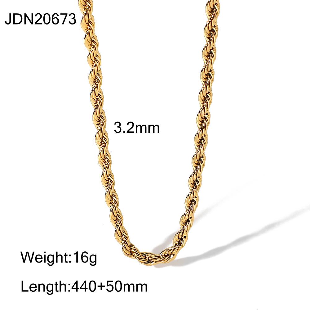 Wanxing 18K gold-plated titanium steel necklace ins wind light luxury cold collarbone chain stainless steel jewelry