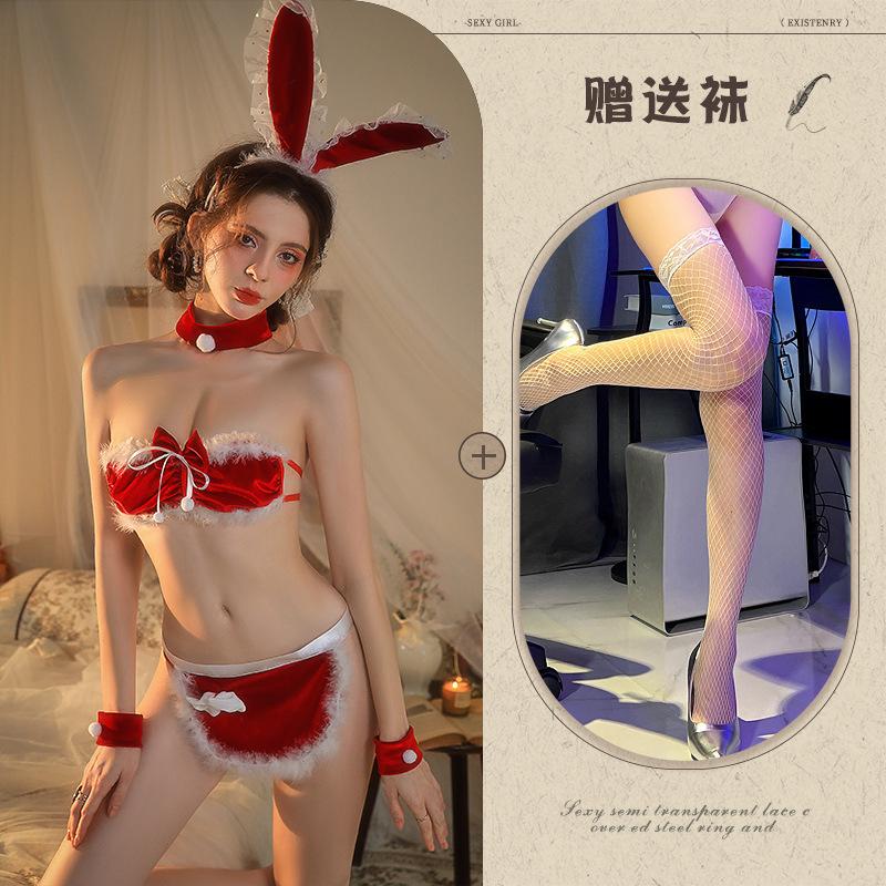 Night listening incense New Year's red Christmas bunny lingerie sexy free small breasts bunny uniform seduction suit