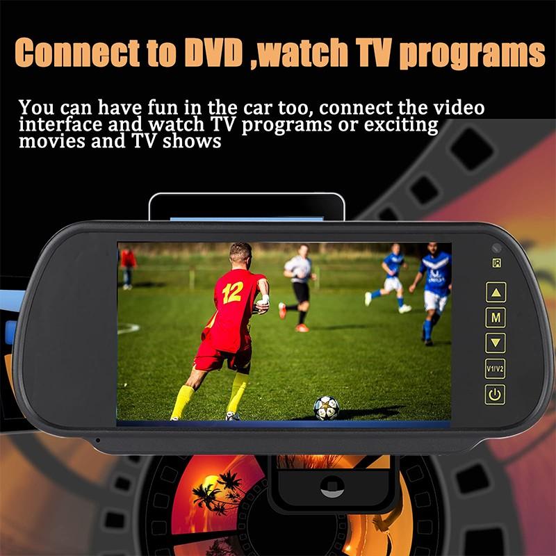 7-Inch Rearview Mirror Monitor Rear-View AV Display 12/24V Universal Vehicle Reversing Image Display Rear View VCR With Touch Button