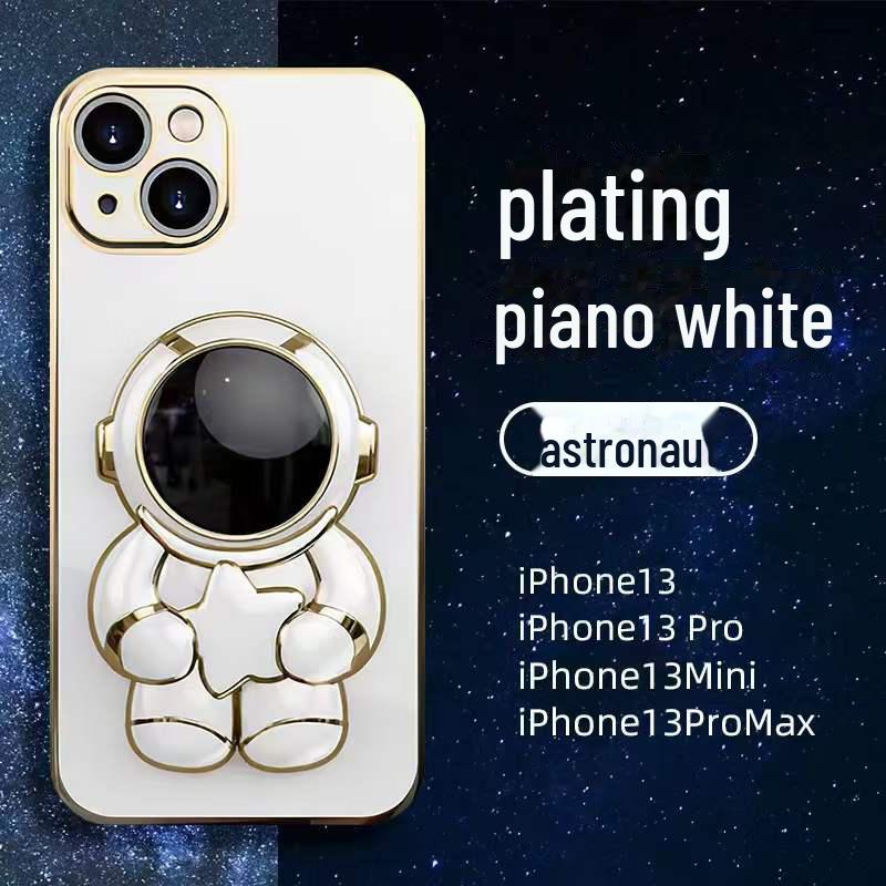 Popolare Cover in Silicone per iPhone 13ProMax/12/XS/8P con Astronauta, Placcatura Elettrolitica, Confezione Completa e Supporto.