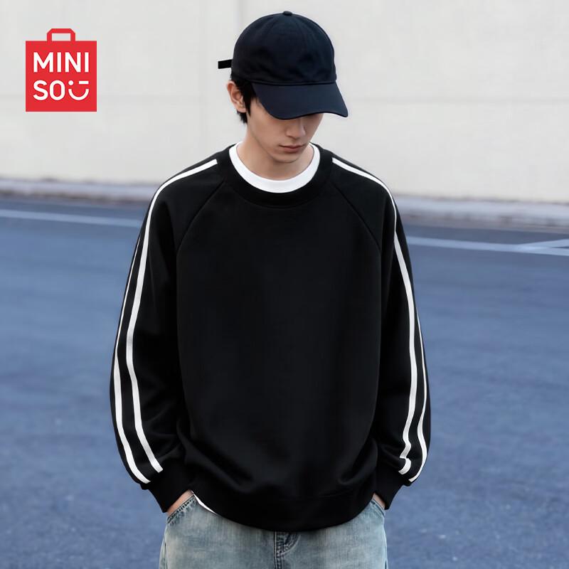 MINISO Men's Retro Loose Fit Round Neck Sweatshirt