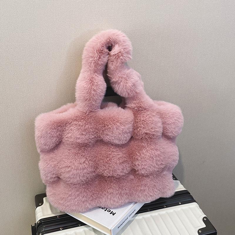 

Новая осенне-зимняя женская меховая сумка ретро-сумка большая вместительная сумка-мессенджер плюшевая сумка розовый